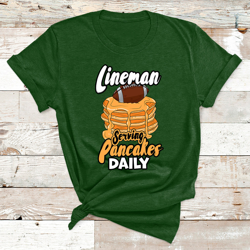Lineman Serving Pancake Daily Funny Vintage Football T Shirt - Wonder Print Shop