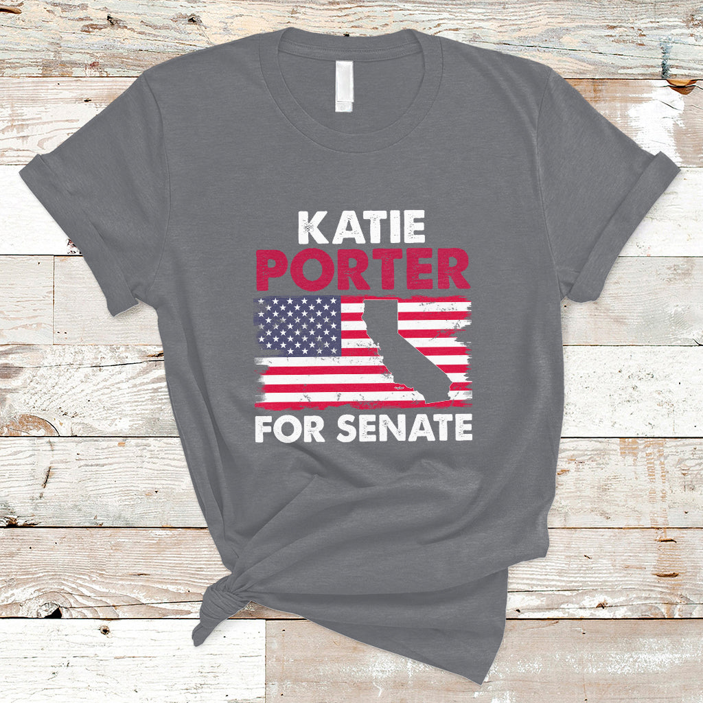 Retro Katie Porter 2024 Whiteboard For Senate California Democrat American Flag T-Shirt - Wonder Print Shop