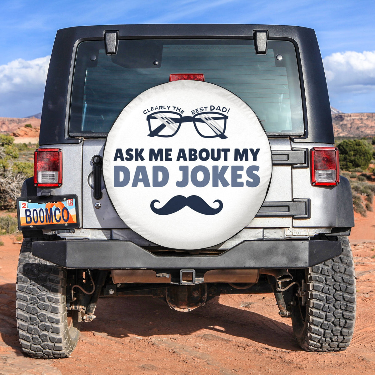 Father's Day Tire Covers - Clearly The Best Dad Ask Me About My Dad Jokes Spare Tire Cover NO.18 LT8 - Wonder Print Shop