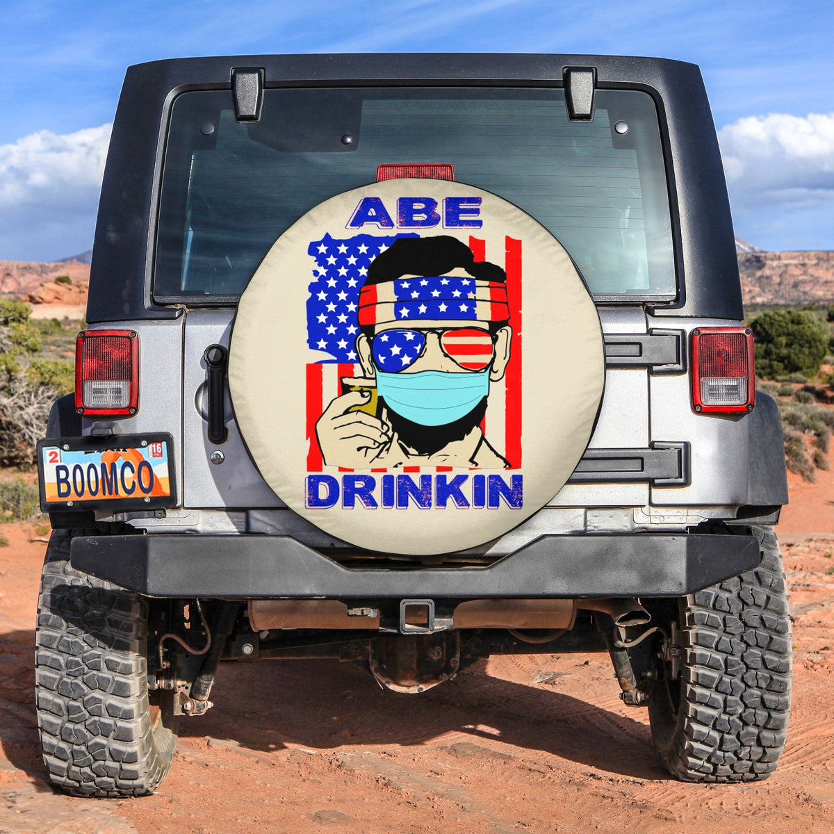 4th Of July Tire Covers - US Independence Day Abraham Drinking Abraham Lincoln Spare Tire Cover NO.19 LT8 - Wonder Print Shop