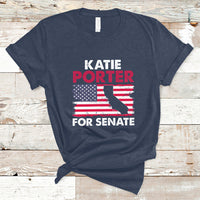 Retro Katie Porter 2024 Whiteboard For Senate California Democrat American Flag T-Shirt - Wonder Print Shop