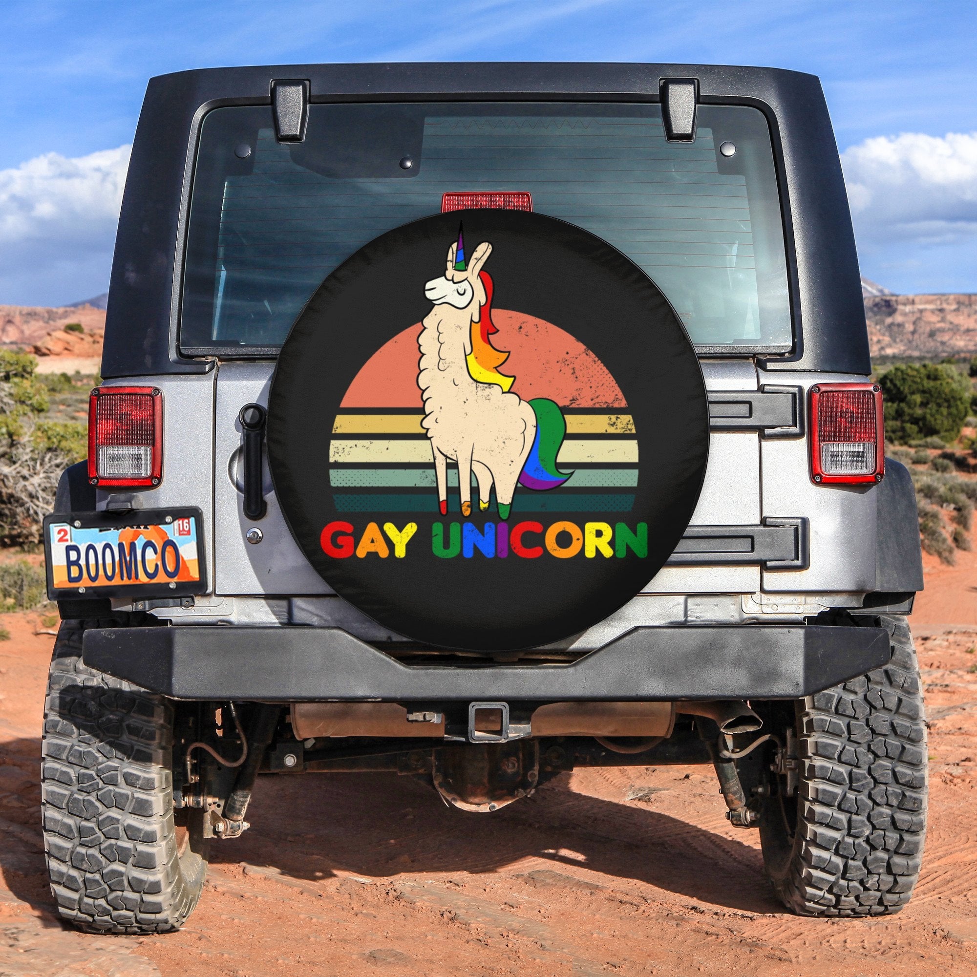 LGBT Tire Covers - Gay Unicorn Llama Spare Tire Cover NO.118 LT8 - Wonder Print Shop