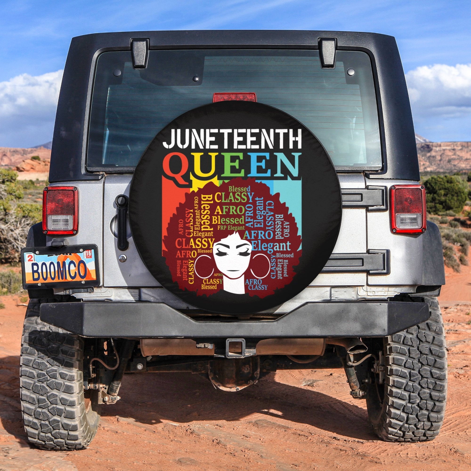 African Tire Covers - Juneteenth Spare Tire Cover Juneteenth Queen Afro Hair NO.185 LT8
