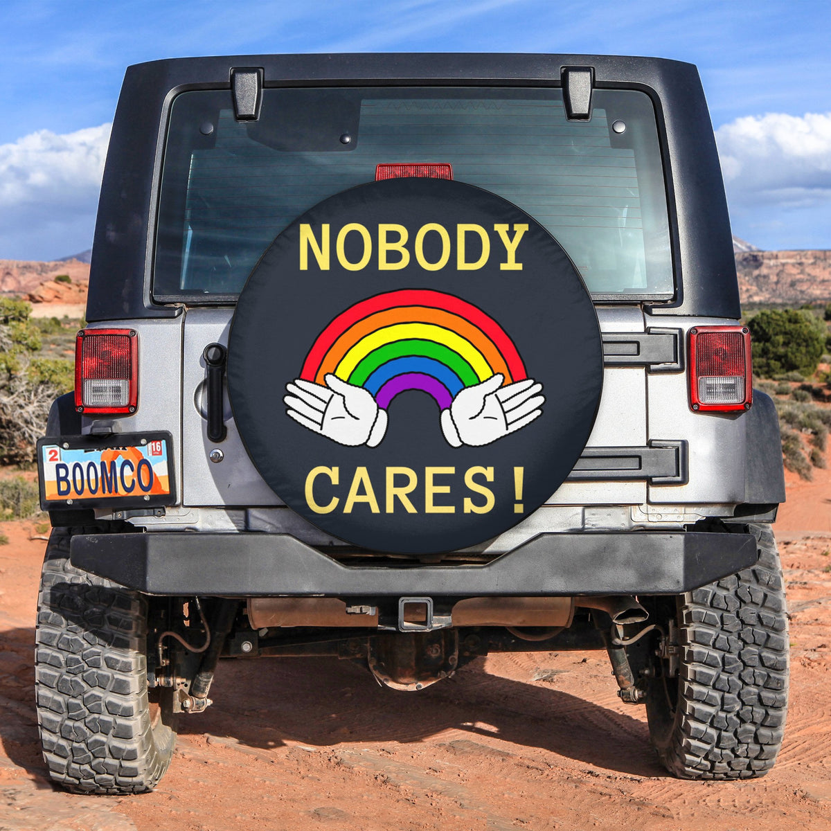 LGBT Tire Covers - Nobody Cares Rainbow Pride Spare Tire Cover NO.123 LT8 - Wonder Print Shop