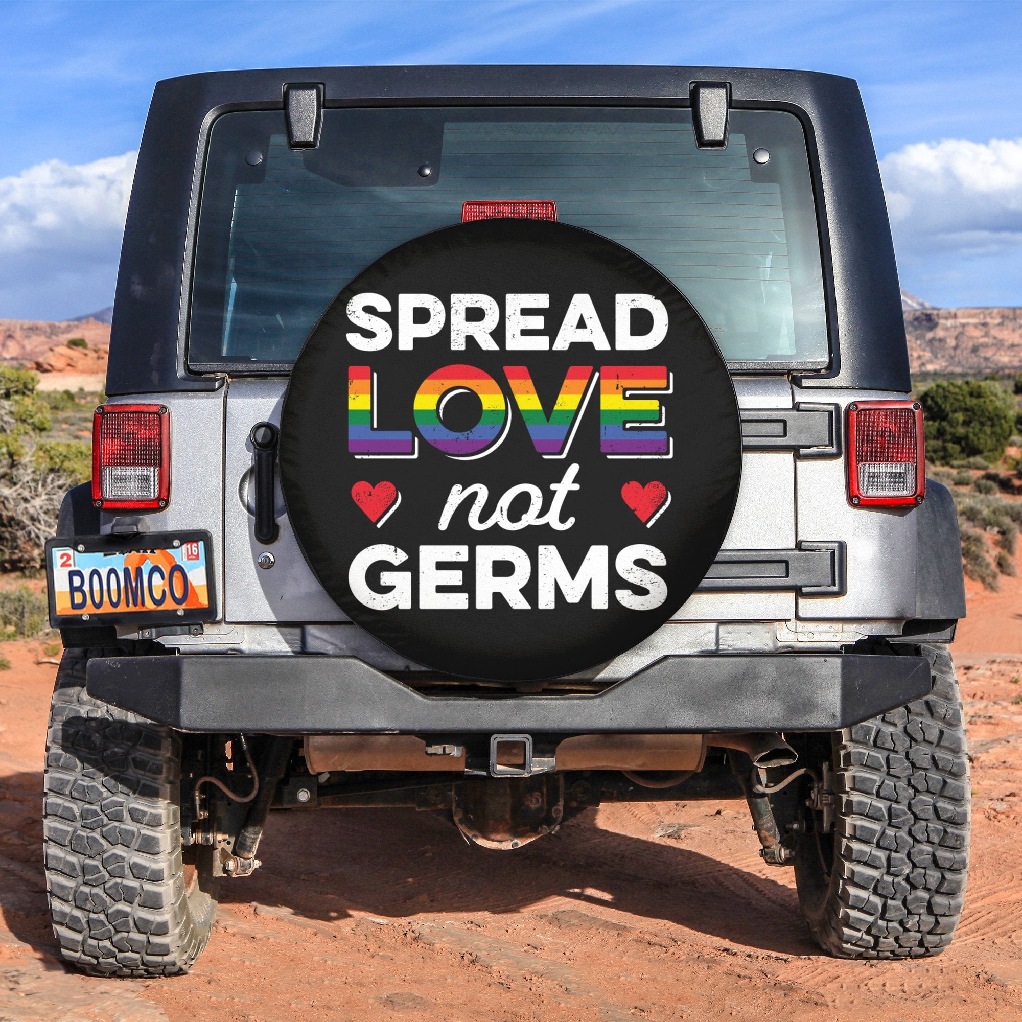 LGBT Tire Covers - Spread Love Not Germs Spare Tire Cover NO.124 LT8 - Wonder Print Shop