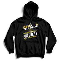 Black hoodie with 'Law Technician In Progress' chest graphic