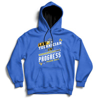 Royal blue hoodie with 'Law Technician In Progress' chest graphic