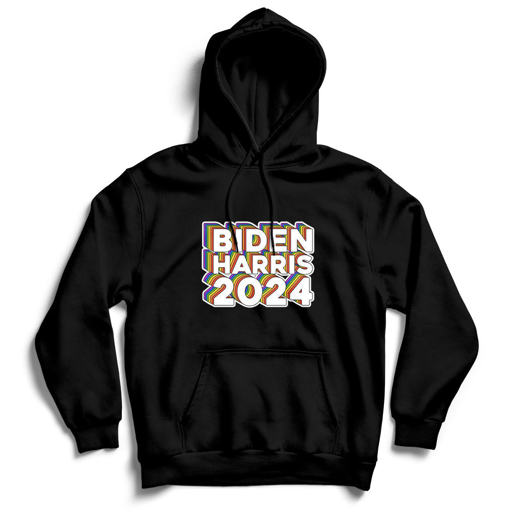 Biden Harris 2024 Rainbow Gay Pride LGBT Democrat Hoodie - Wonder Print Shop