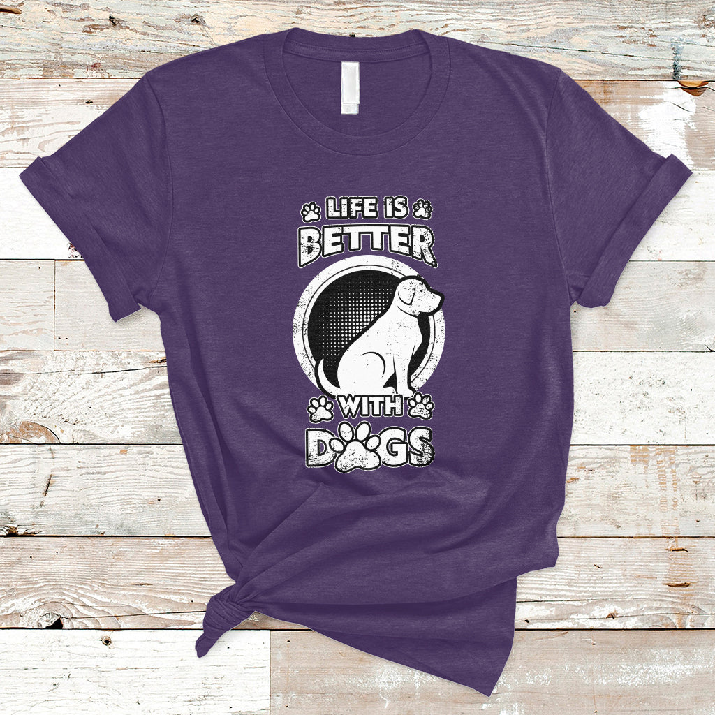 Life Is Better With Dogs Paw Print Beagle Dog Lover Pet Day T-Shirt - Wonder Print Shop