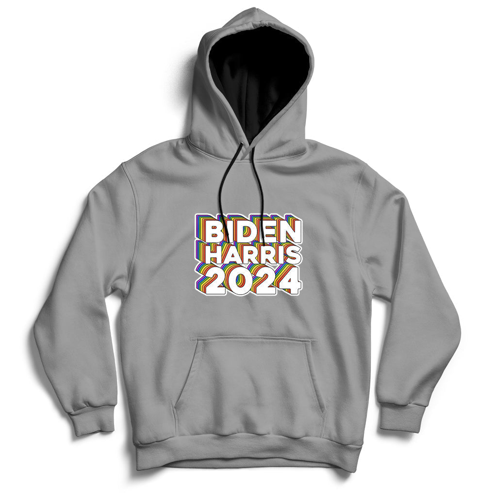Biden Harris 2024 Rainbow Gay Pride LGBT Democrat Hoodie - Wonder Print Shop