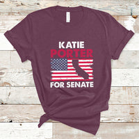Retro Katie Porter 2024 Whiteboard For Senate California Democrat American Flag T-Shirt - Wonder Print Shop