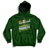 Forest green hoodie with 'Law Technician In Progress' chest graphic