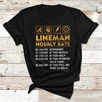 Funny Lineman Hourly Rate Gift For Lineman T Shirt - Wonder Print Shop