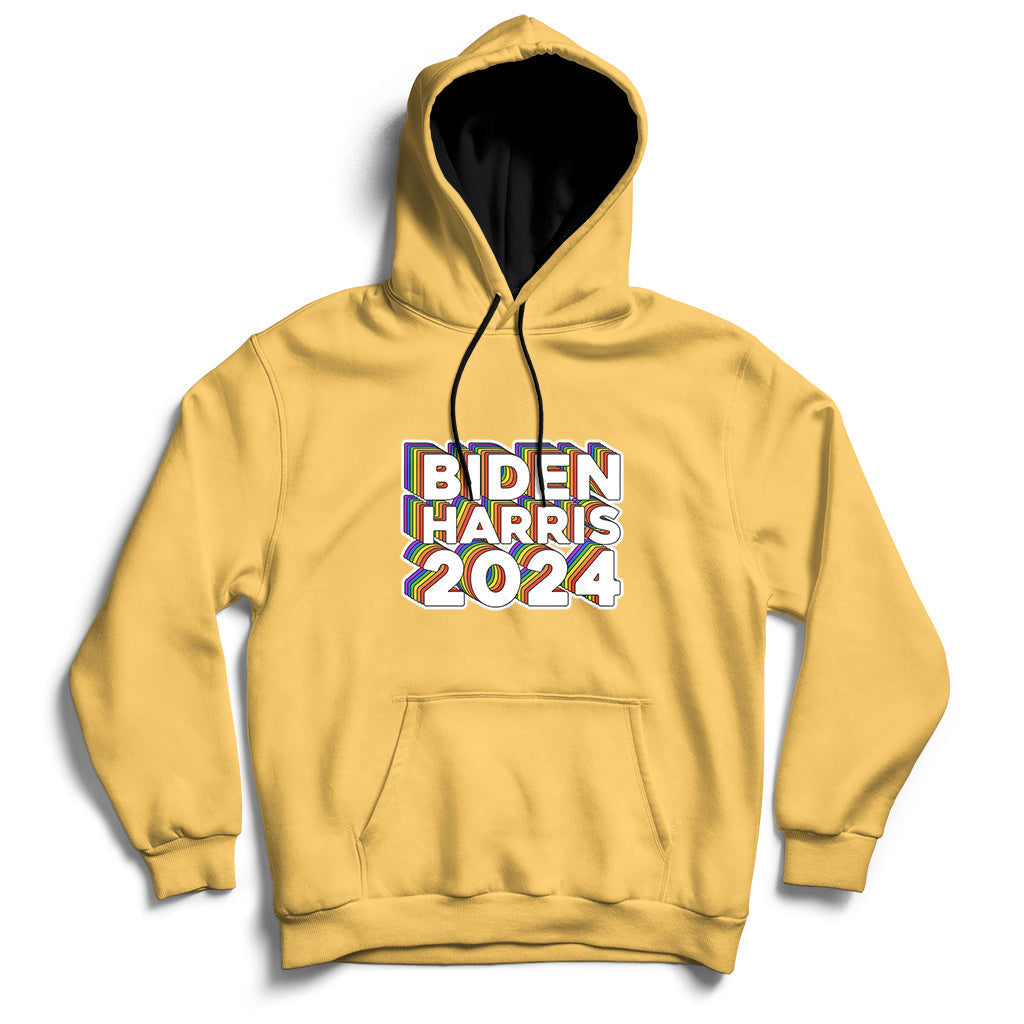 Biden Harris 2024 Rainbow Gay Pride LGBT Democrat Hoodie - Wonder Print Shop