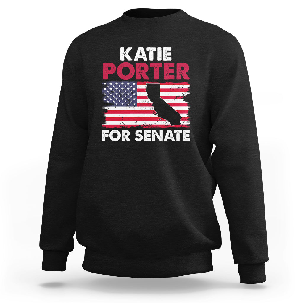 Retro Katie Porter 2024 Whiteboard For Senate California Democrat American Flag Sweatshirt - Wonder Print Shop
