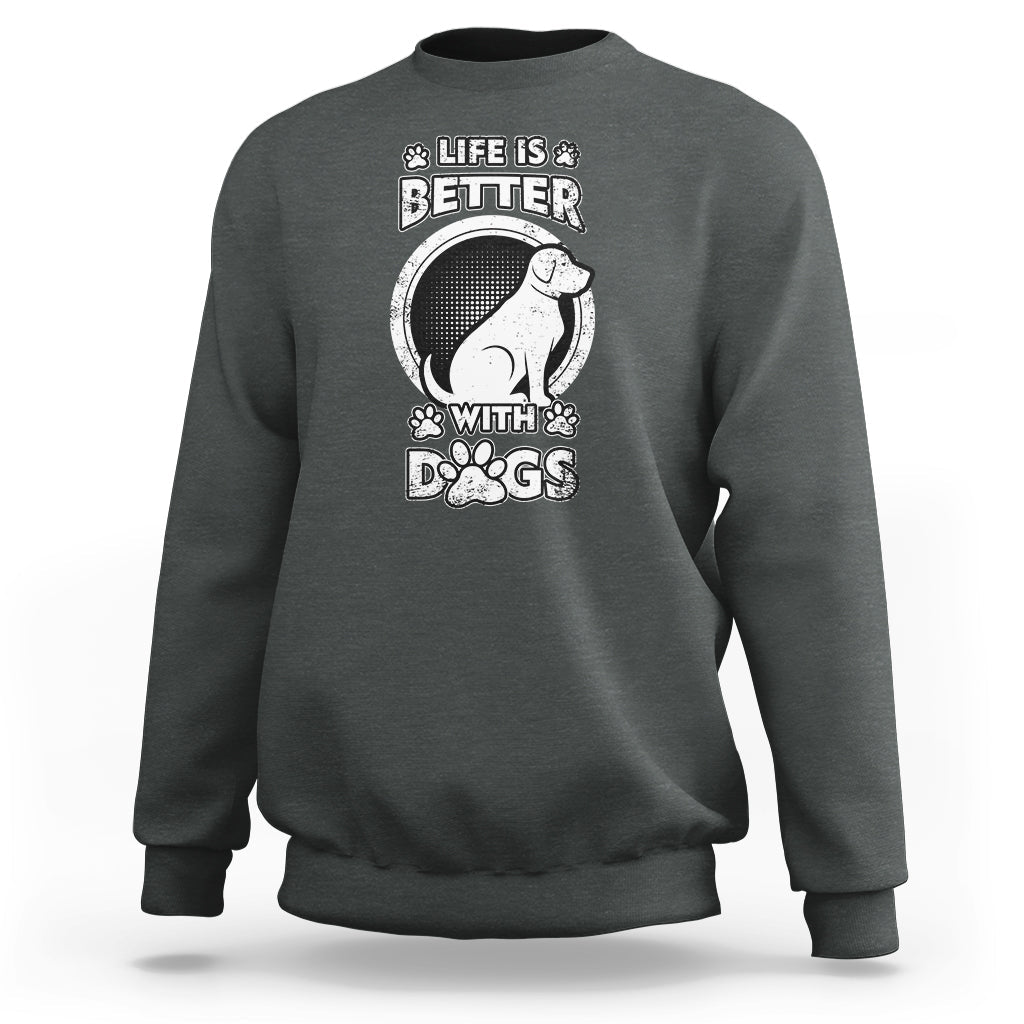 Life Is Better With Dogs Paw Print Beagle Dog Lover Pet Day Sweatshirt - Wonder Print Shop