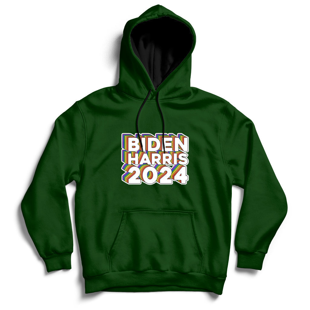 Biden Harris 2024 Rainbow Gay Pride LGBT Democrat Hoodie - Wonder Print Shop