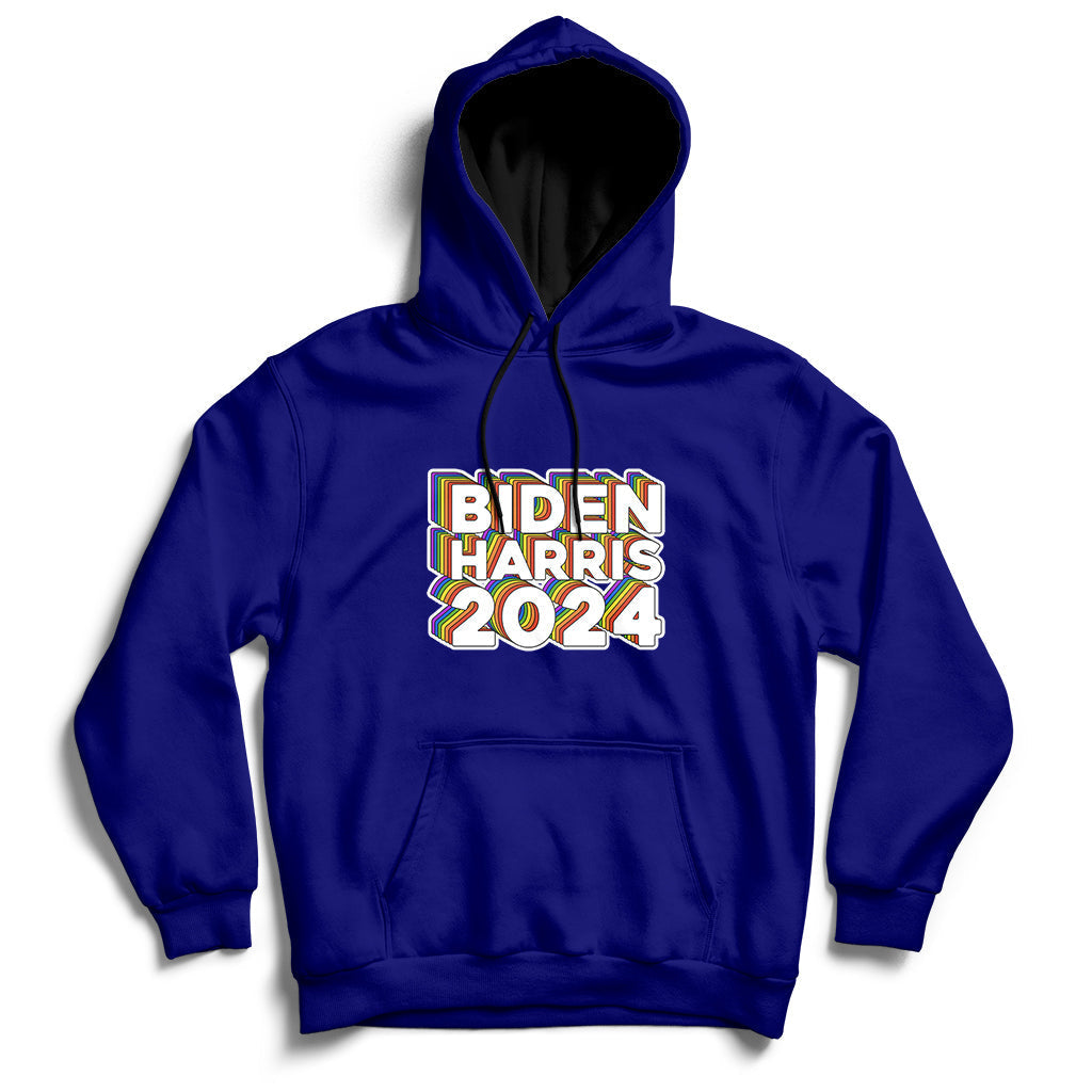 Biden Harris 2024 Rainbow Gay Pride LGBT Democrat Hoodie - Wonder Print Shop