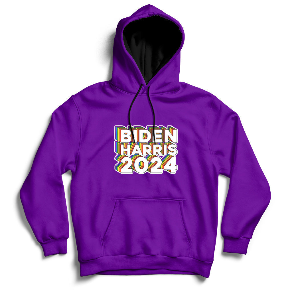 Biden Harris 2024 Rainbow Gay Pride LGBT Democrat Hoodie - Wonder Print Shop