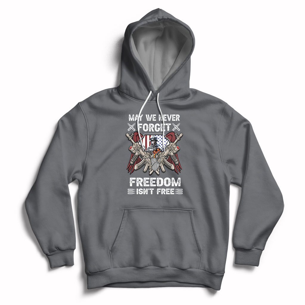 Charcoal pullover hoodie with front eagle graphic, drawstring hood, kangaroo pocket