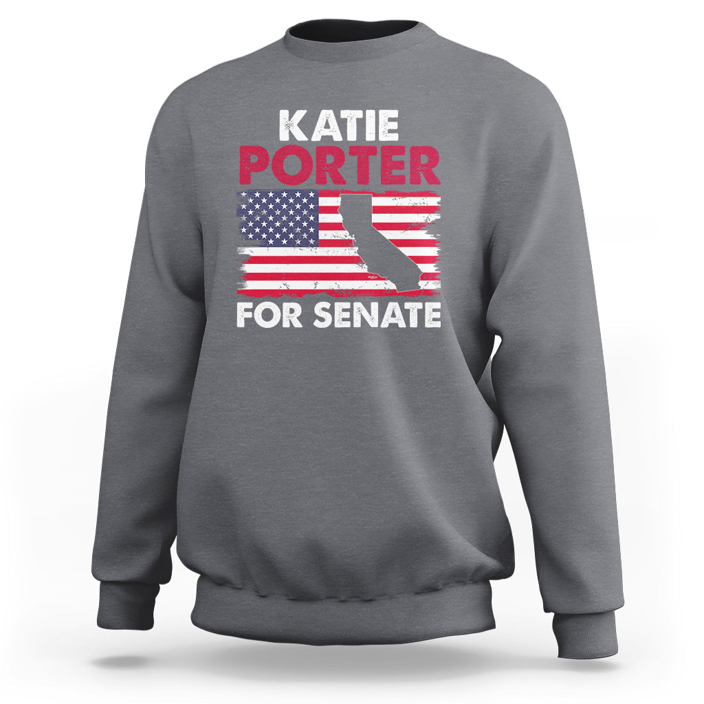Retro Katie Porter 2024 Whiteboard For Senate California Democrat American Flag Sweatshirt - Wonder Print Shop