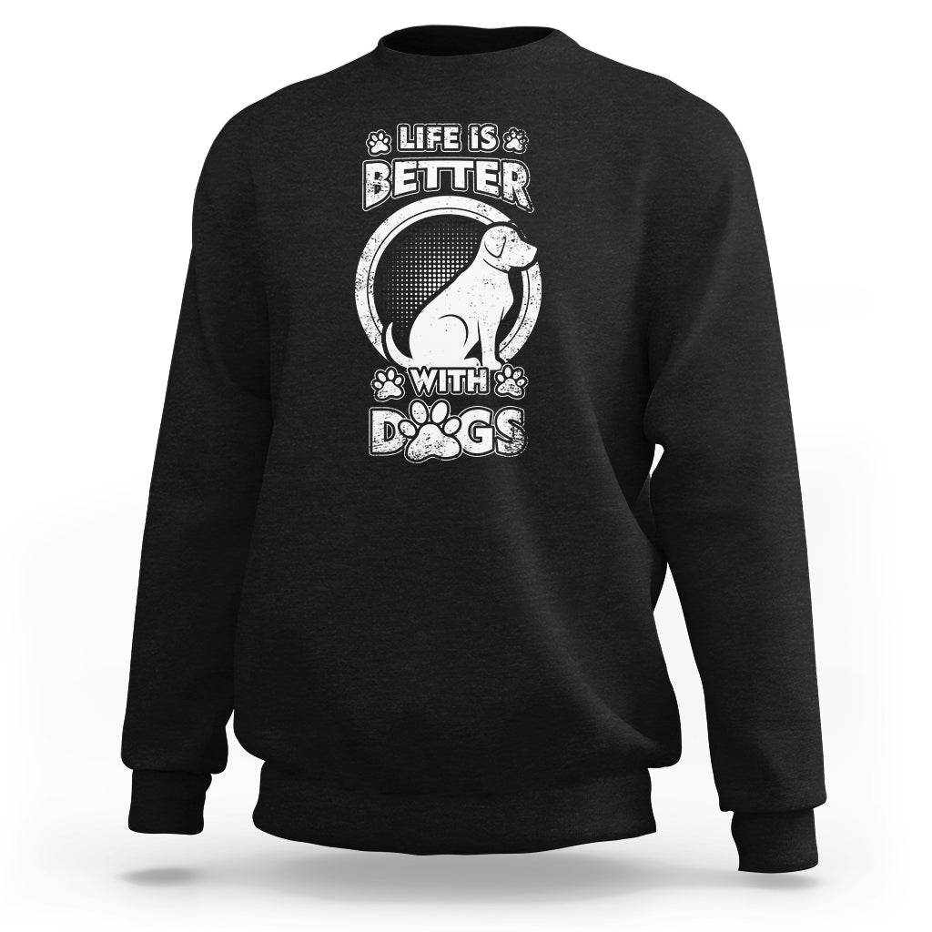 Life Is Better With Dogs Paw Print Beagle Dog Lover Pet Day Sweatshirt - Wonder Print Shop