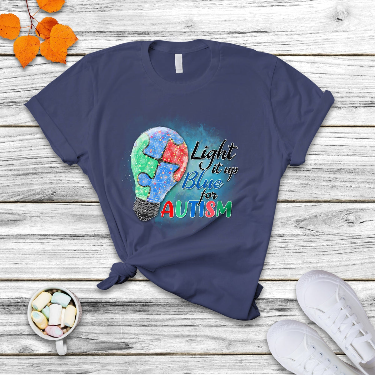 Light Up Blue Autism Awareness Autistic Include Support T Shirt - Wonder Print Shop