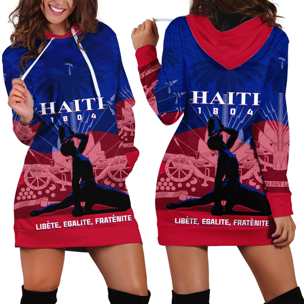 Haiti Hoodie Dress Negre Marron With Coat Of Arms Polynesian Style LT14