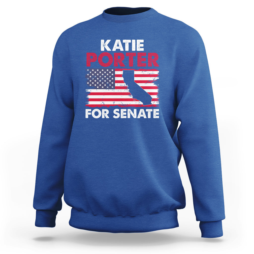Retro Katie Porter 2024 Whiteboard For Senate California Democrat American Flag Sweatshirt - Wonder Print Shop