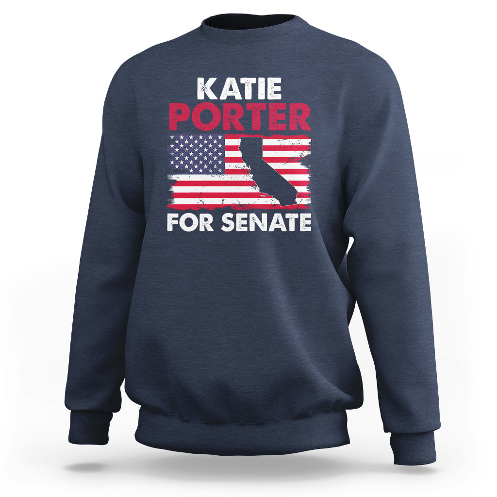 Retro Katie Porter 2024 Whiteboard For Senate California Democrat American Flag Sweatshirt - Wonder Print Shop