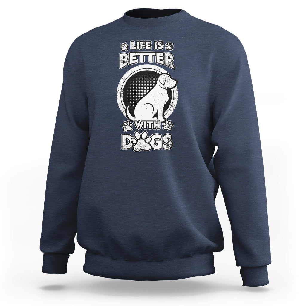 Life Is Better With Dogs Paw Print Beagle Dog Lover Pet Day Sweatshirt - Wonder Print Shop