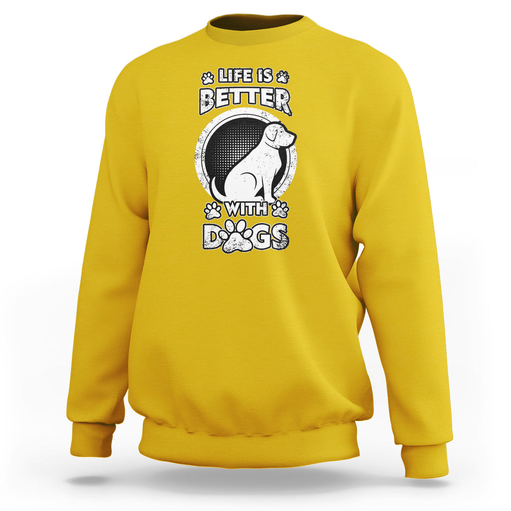 Life Is Better With Dogs Paw Print Beagle Dog Lover Pet Day Sweatshirt - Wonder Print Shop