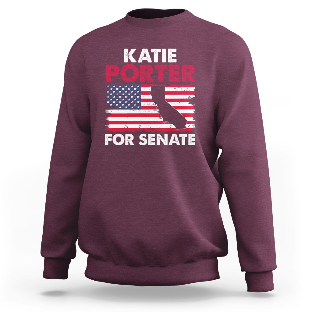 Retro Katie Porter 2024 Whiteboard For Senate California Democrat American Flag Sweatshirt - Wonder Print Shop
