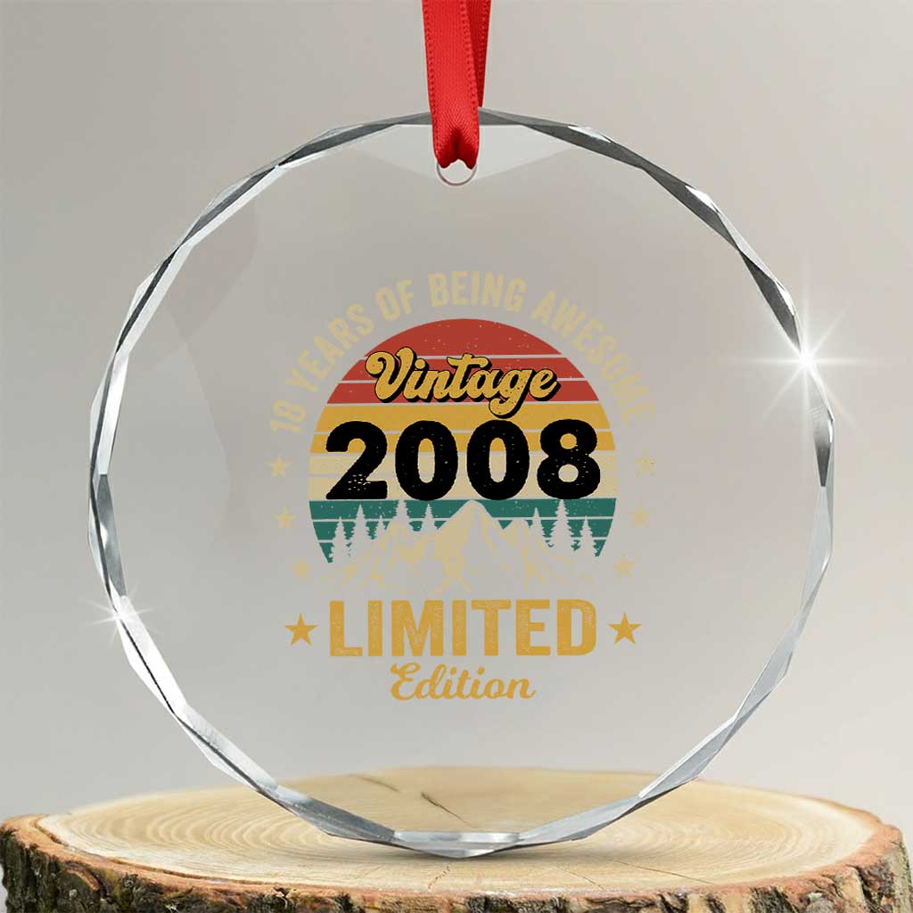 18th Birthday Crystal Glass Ornament Vintage 2008 Limited Edition Retro 18 Years Of Being Awesome Mountain