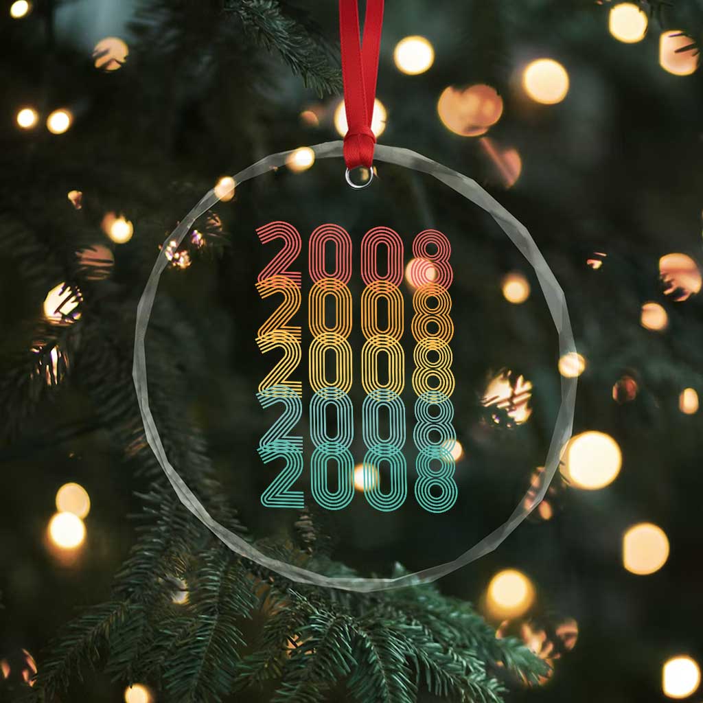 18th Birthday Crystal Glass Ornament Vintage 2008 Retro 18 Years Old Birthday