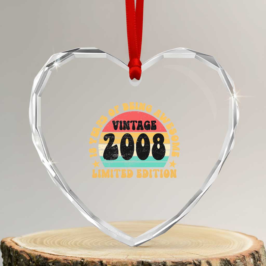 18th Birthday Heart Crystal Glass Ornament Vintage 18yr 2008 Limited Edition 18 Year Old Gift