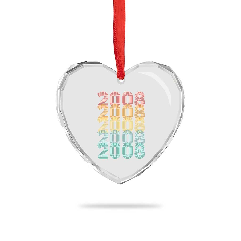 18th Birthday Heart Crystal Glass Ornament Vintage 2008 Retro 18 Years Old Birthday