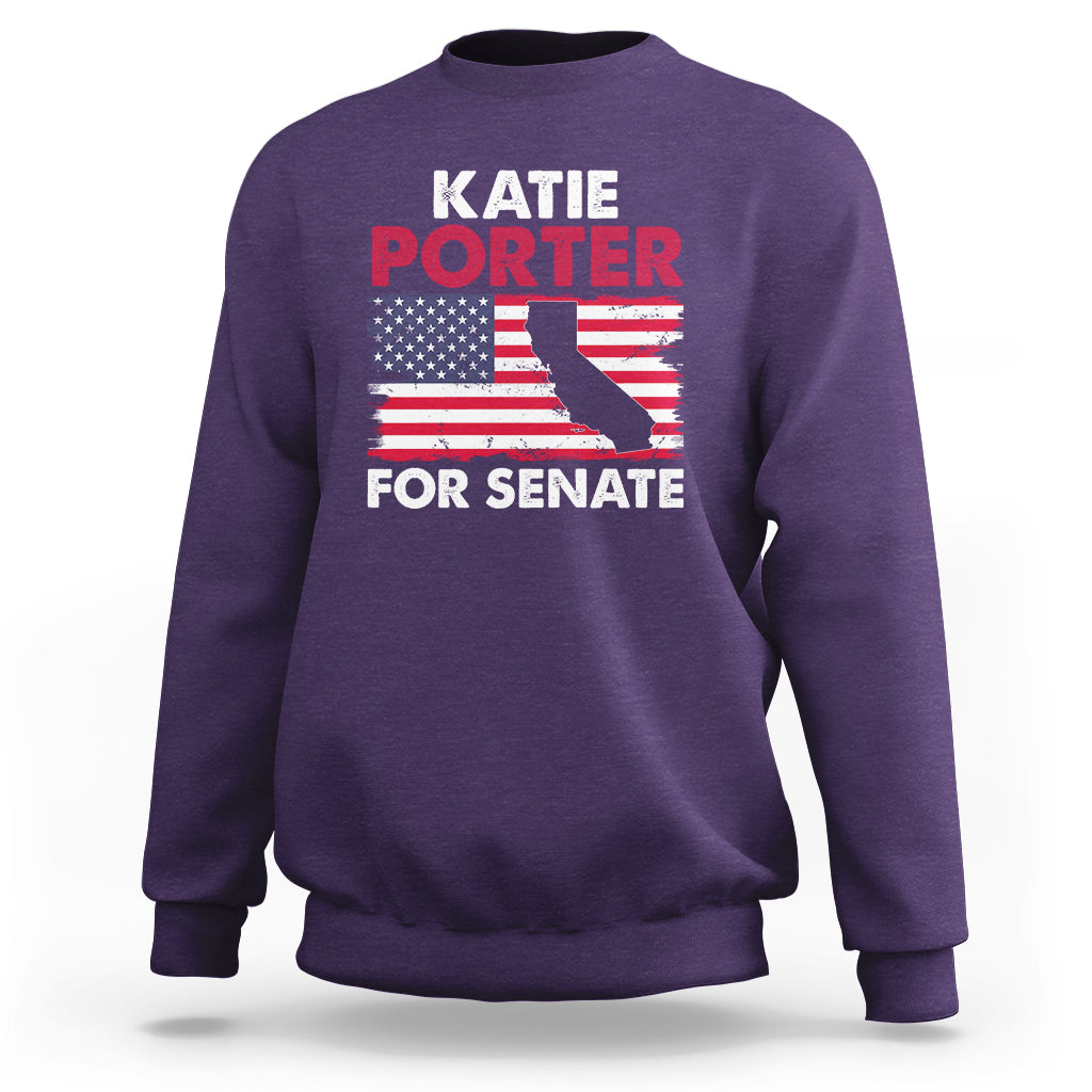 Retro Katie Porter 2024 Whiteboard For Senate California Democrat American Flag Sweatshirt - Wonder Print Shop