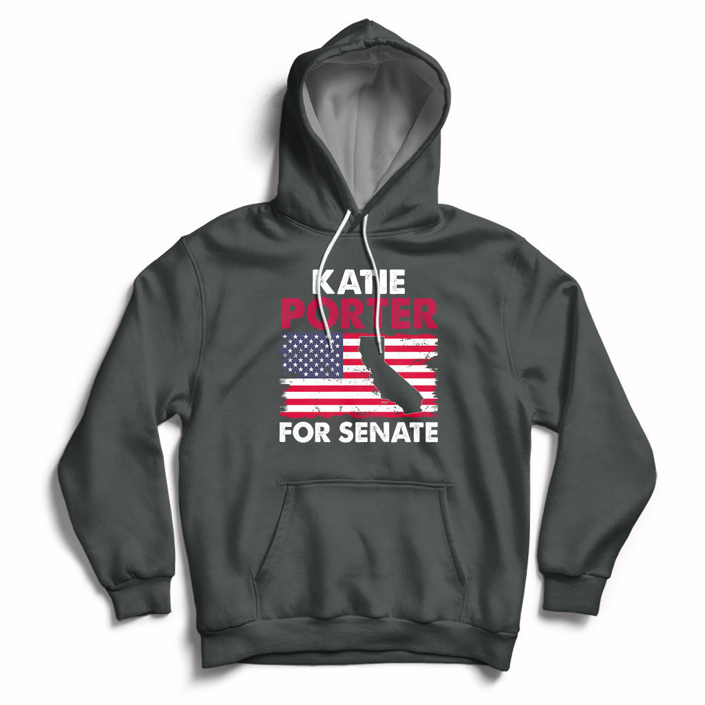 Retro Katie Porter 2024 Whiteboard For Senate California Democrat American Flag Hoodie - Wonder Print Shop