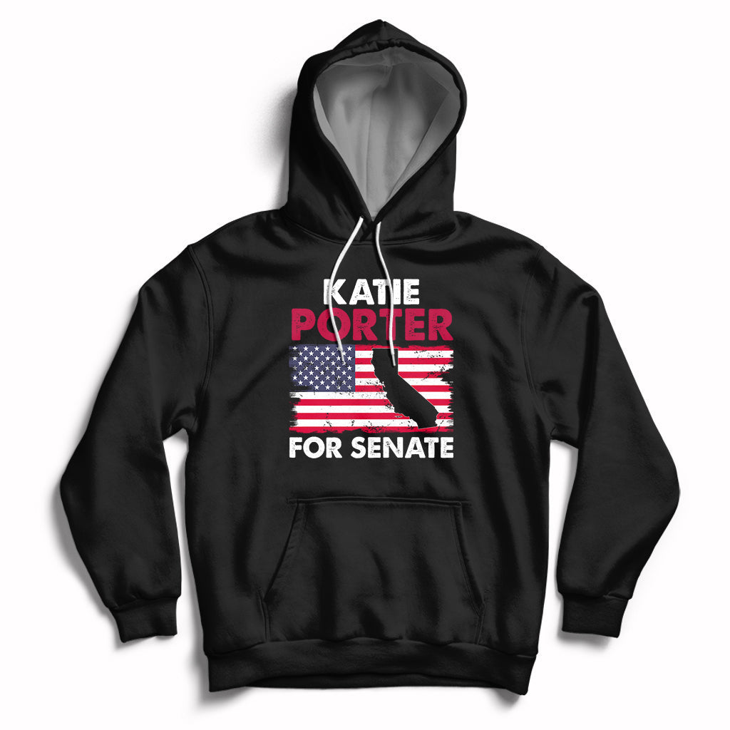 Retro Katie Porter 2024 Whiteboard For Senate California Democrat American Flag Hoodie - Wonder Print Shop