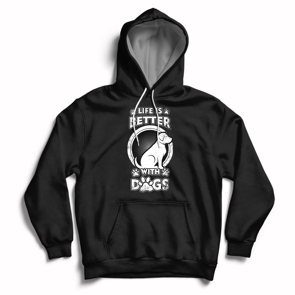 Life Is Better With Dogs Paw Print Beagle Dog Lover Pet Day Hoodie - Wonder Print Shop