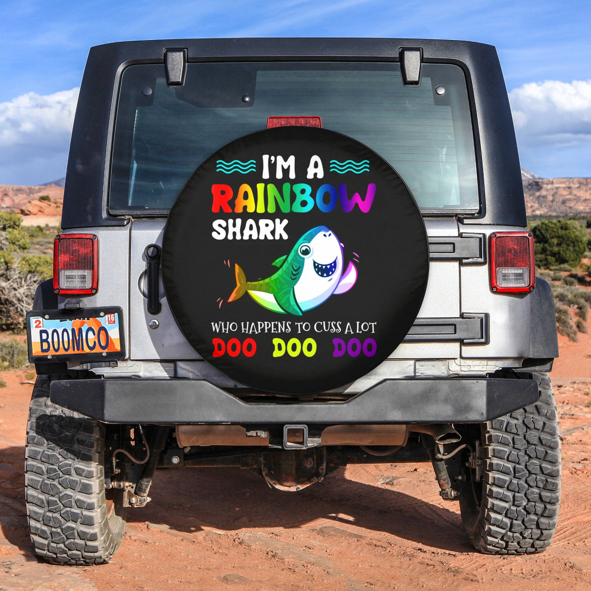 LGBT Tire Covers - I'm A Rainbow Shark Who Happens To Cuss A Lot Doo Doo Spare Tire Cover NO.128 LT8 - Wonder Print Shop