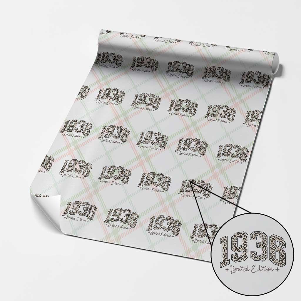 1936 Retro Birthday Wrapping Paper Roll 90 Year Old Leopard 90th Birthday Gifts For Women