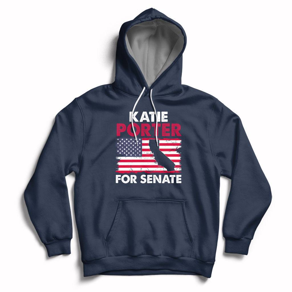 Retro Katie Porter 2024 Whiteboard For Senate California Democrat American Flag Hoodie - Wonder Print Shop