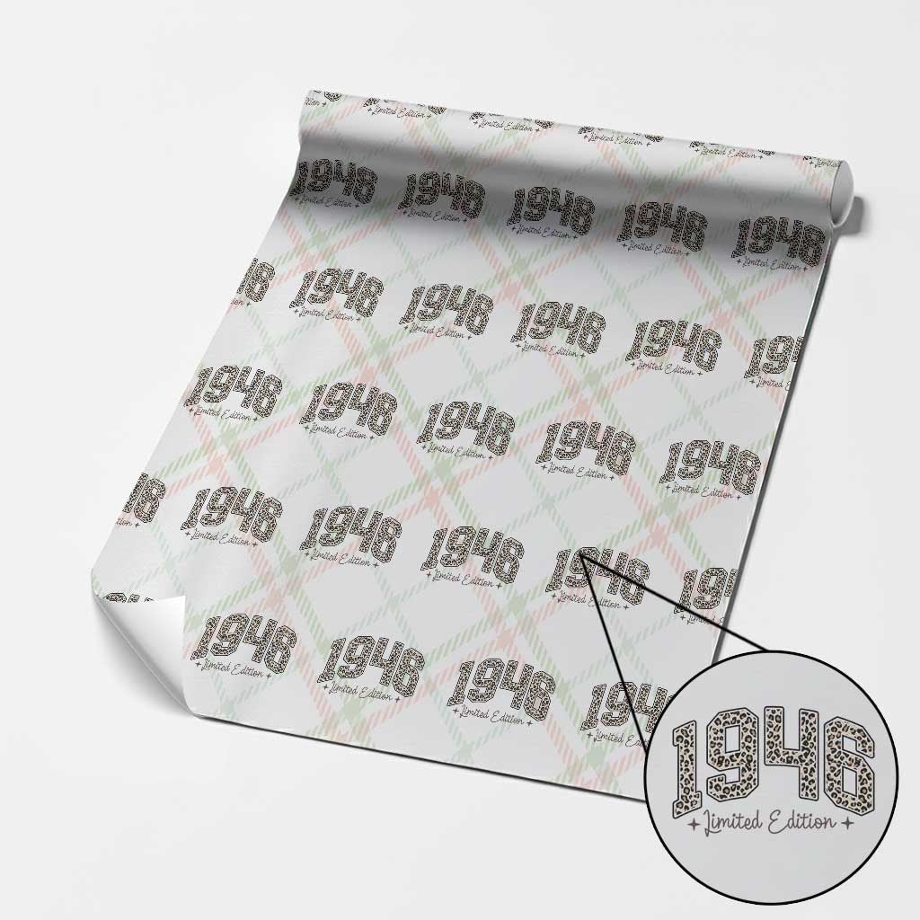 1946 Retro Birthday Wrapping Paper Roll 80 Year Old Leopard 80th Birthday Gifts For Women
