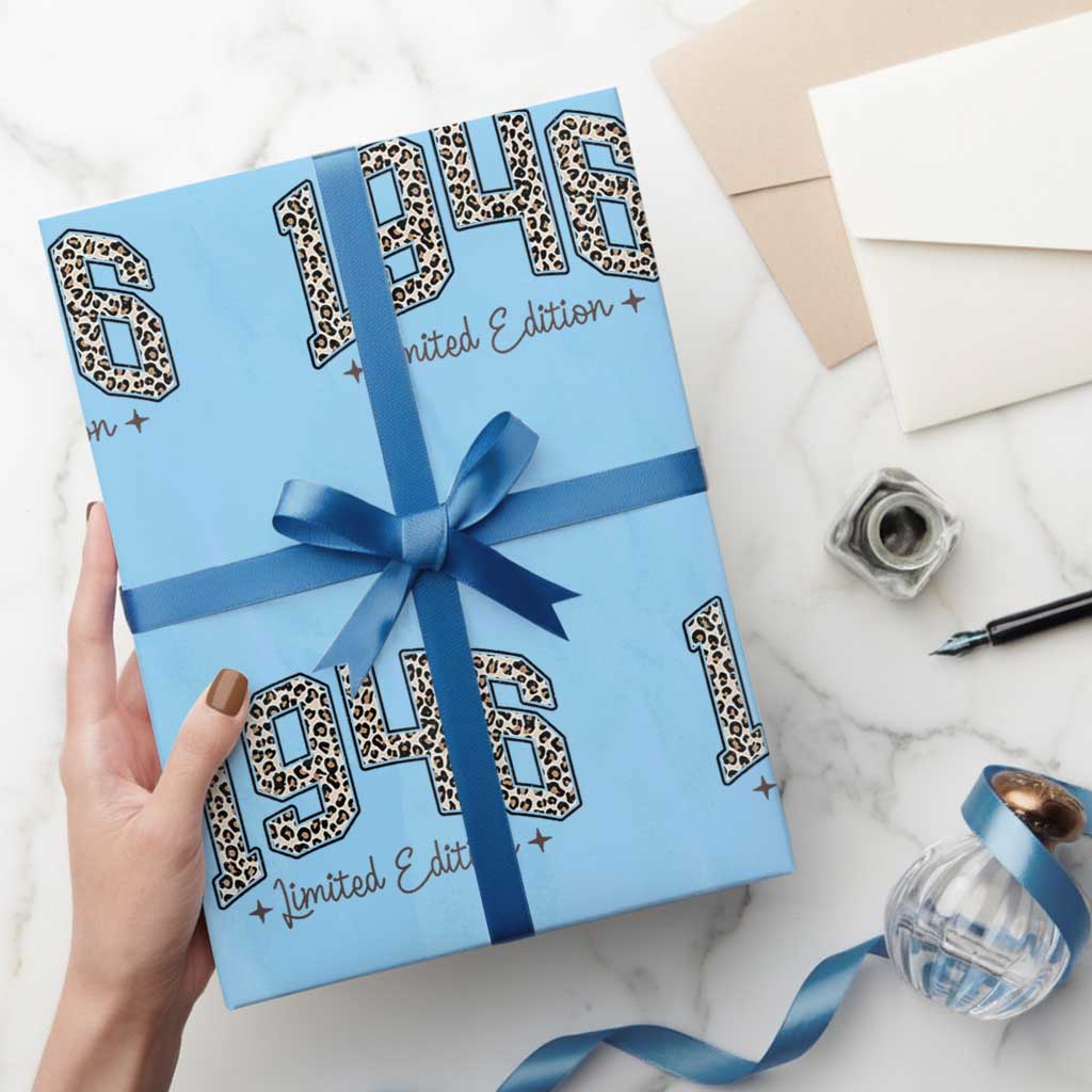 1946 Retro Birthday Wrapping Paper Roll 80 Year Old Leopard 80th Birthday Gifts For Women