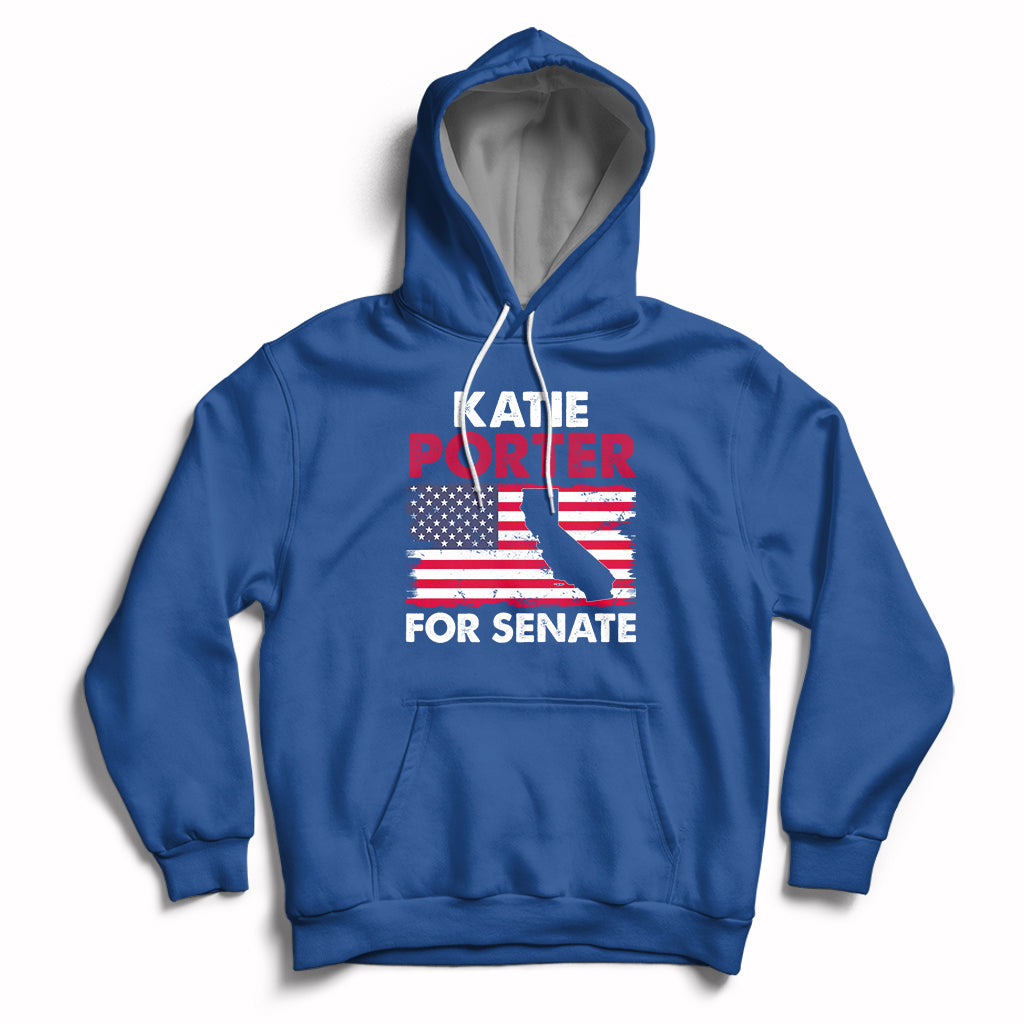 Retro Katie Porter 2024 Whiteboard For Senate California Democrat American Flag Hoodie - Wonder Print Shop