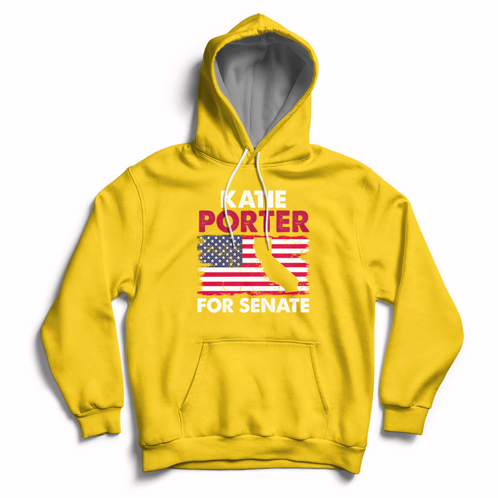 Retro Katie Porter 2024 Whiteboard For Senate California Democrat American Flag Hoodie - Wonder Print Shop