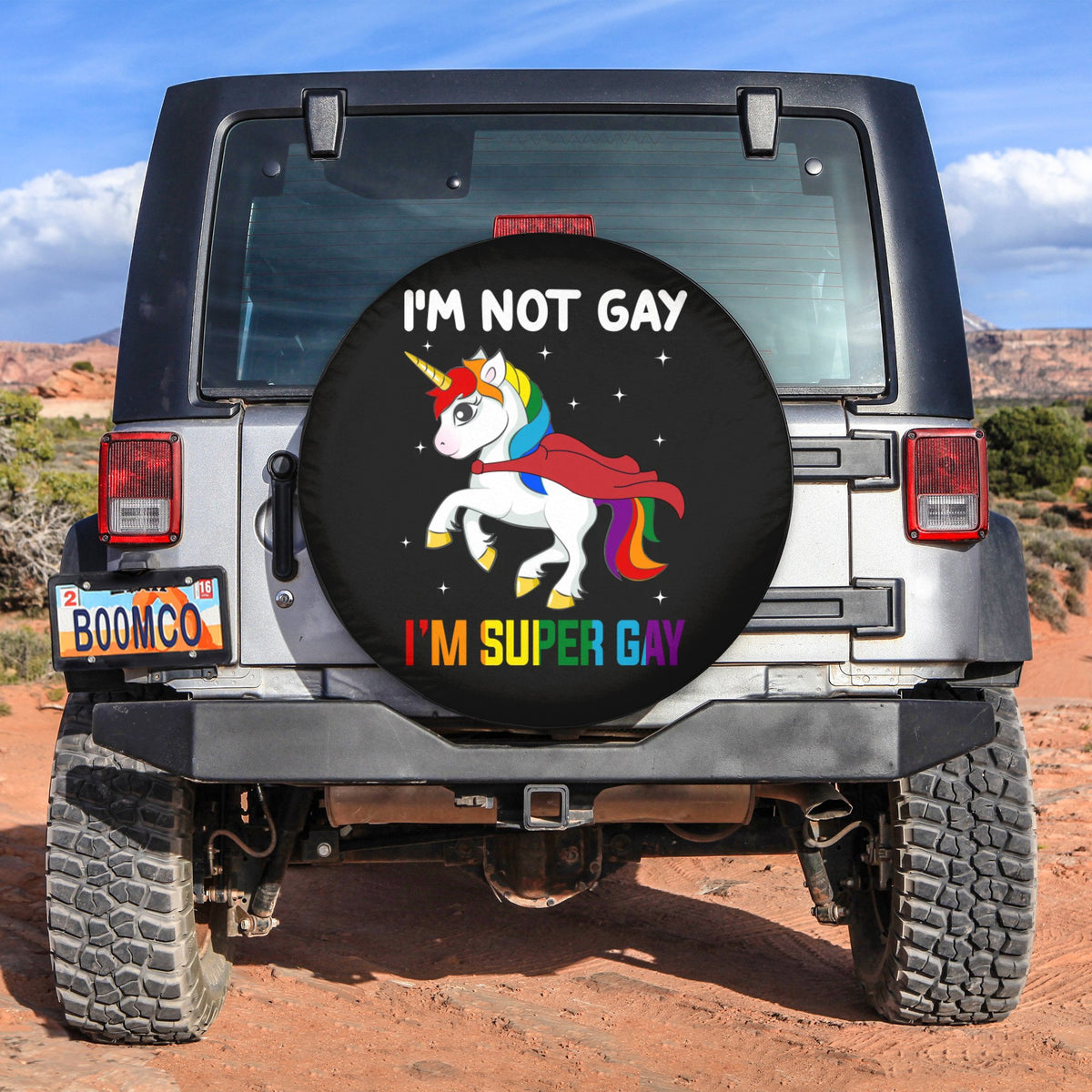 LGBT Tire Covers - I'm Not Gay I'm Super Gay Spare Tire Cover NO.132 LT8 - Wonder Print Shop