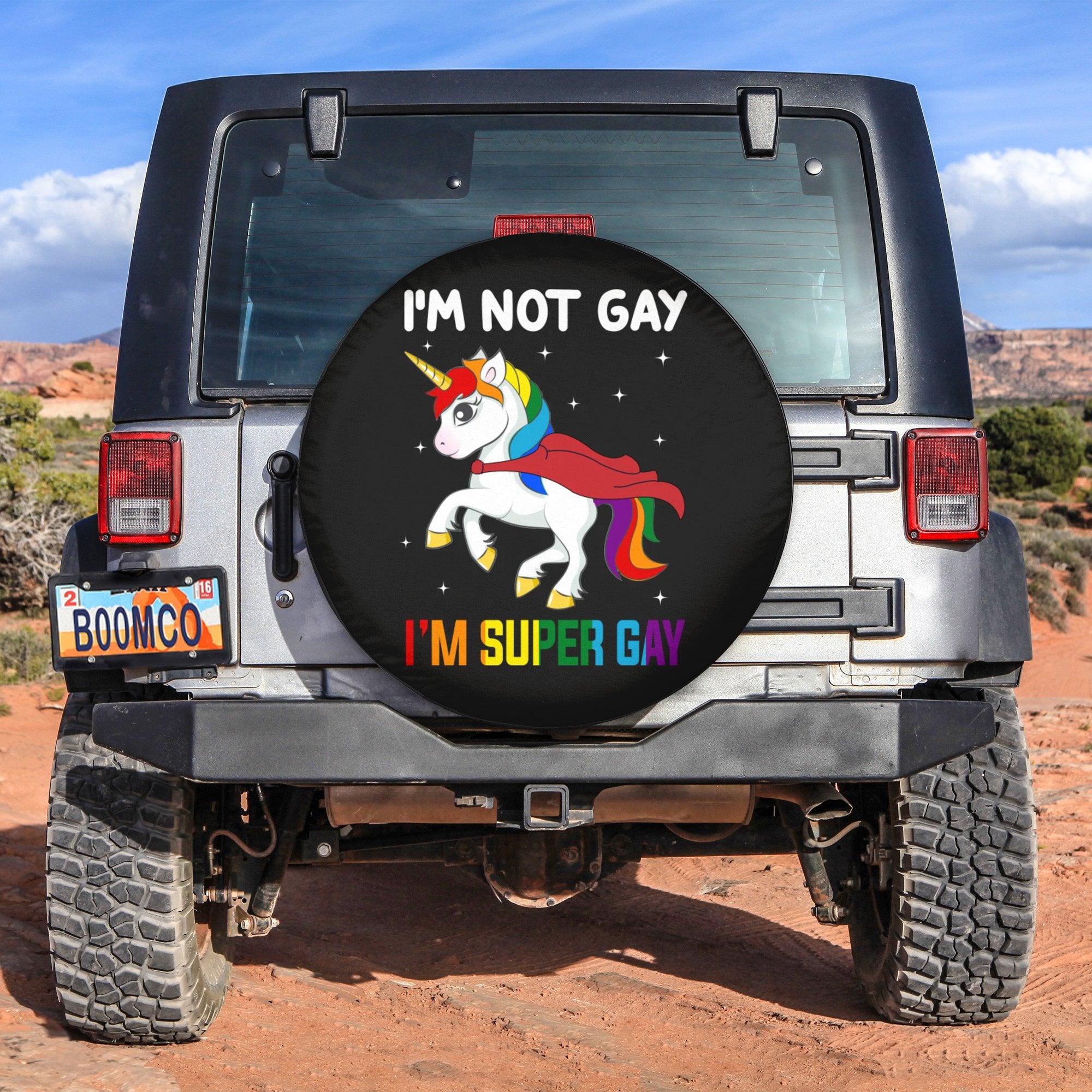 LGBT Tire Covers - I'm Not Gay I'm Super Gay Spare Tire Cover NO.132 LT8 - Wonder Print Shop